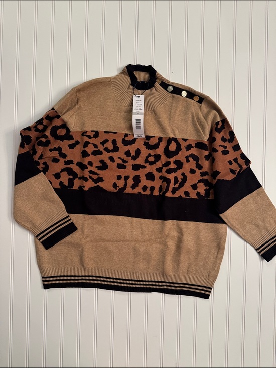 Joseph A Sweaters - Joseph A. Woman Leopard Stripe Camel Sweater | Size 1X | NWT